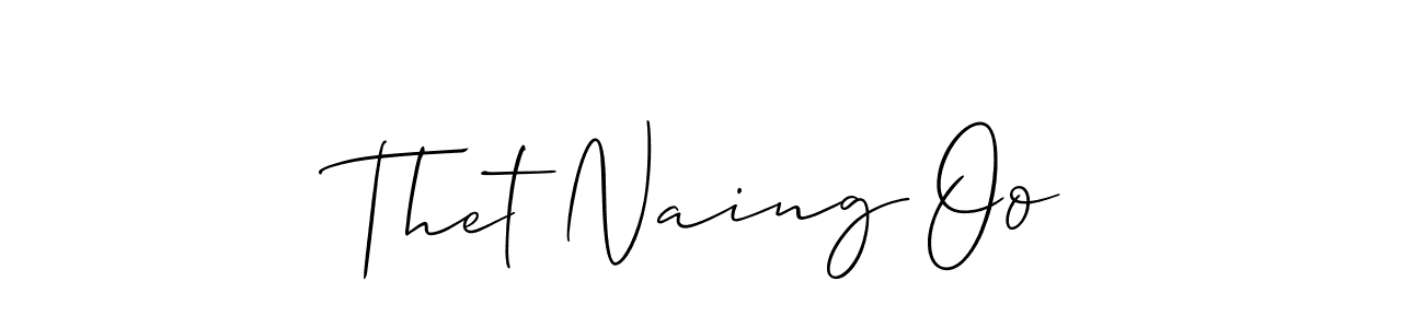 Design your own signature with our free online signature maker. With this signature software, you can create a handwritten (Allison_Script) signature for name Thet Naing Oo. Thet Naing Oo signature style 2 images and pictures png