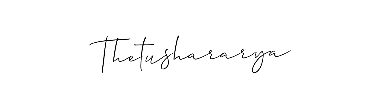 Design your own signature with our free online signature maker. With this signature software, you can create a handwritten (Allison_Script) signature for name Thetushararya. Thetushararya signature style 2 images and pictures png