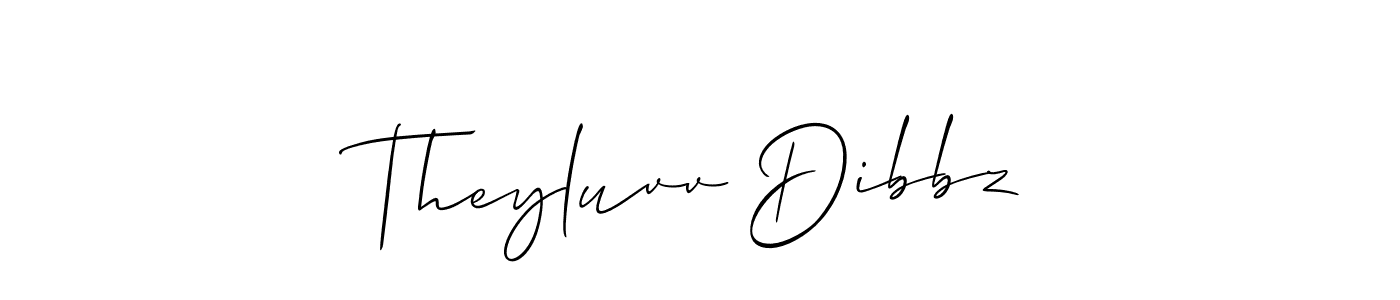 The best way (Allison_Script) to make a short signature is to pick only two or three words in your name. The name Theyluvv Dibbz include a total of six letters. For converting this name. Theyluvv Dibbz signature style 2 images and pictures png