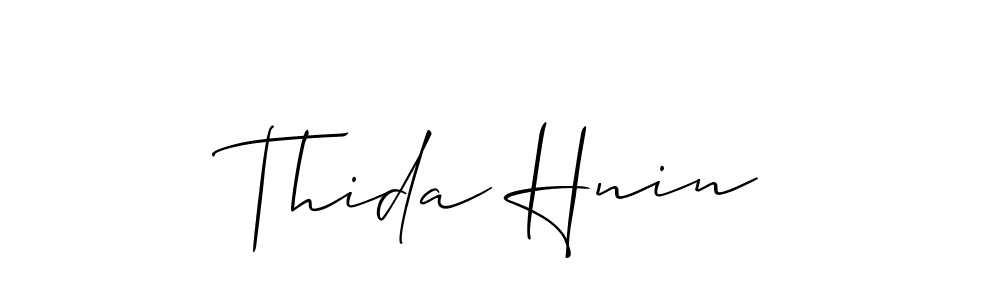 Create a beautiful signature design for name Thida Hnin. With this signature (Allison_Script) fonts, you can make a handwritten signature for free. Thida Hnin signature style 2 images and pictures png