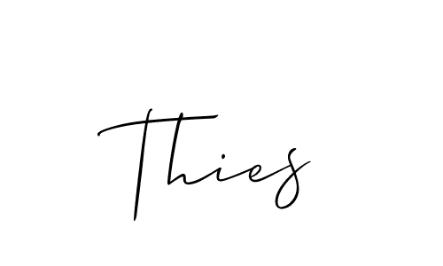 Create a beautiful signature design for name Thies. With this signature (Allison_Script) fonts, you can make a handwritten signature for free. Thies signature style 2 images and pictures png