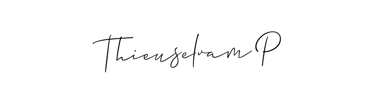 if you are searching for the best signature style for your name Thieuselvam P. so please give up your signature search. here we have designed multiple signature styles  using Allison_Script. Thieuselvam P signature style 2 images and pictures png