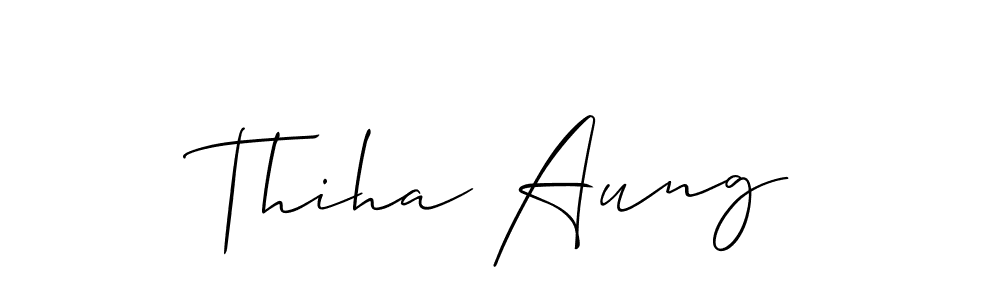 Thiha Aung stylish signature style. Best Handwritten Sign (Allison_Script) for my name. Handwritten Signature Collection Ideas for my name Thiha Aung. Thiha Aung signature style 2 images and pictures png