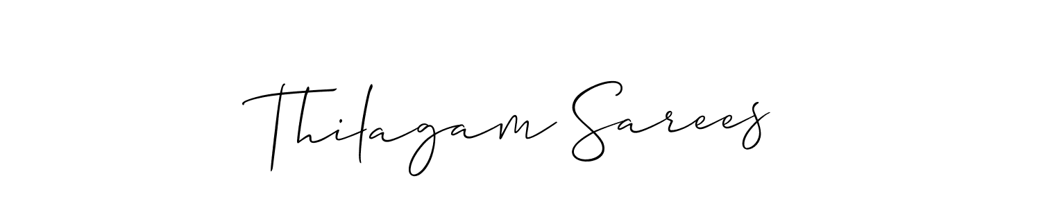 Similarly Allison_Script is the best handwritten signature design. Signature creator online .You can use it as an online autograph creator for name Thilagam Sarees. Thilagam Sarees signature style 2 images and pictures png