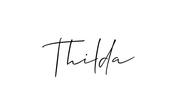 The best way (Allison_Script) to make a short signature is to pick only two or three words in your name. The name Thilda include a total of six letters. For converting this name. Thilda signature style 2 images and pictures png