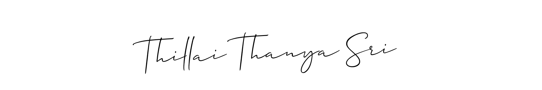 if you are searching for the best signature style for your name Thillai Thanya Sri. so please give up your signature search. here we have designed multiple signature styles  using Allison_Script. Thillai Thanya Sri signature style 2 images and pictures png