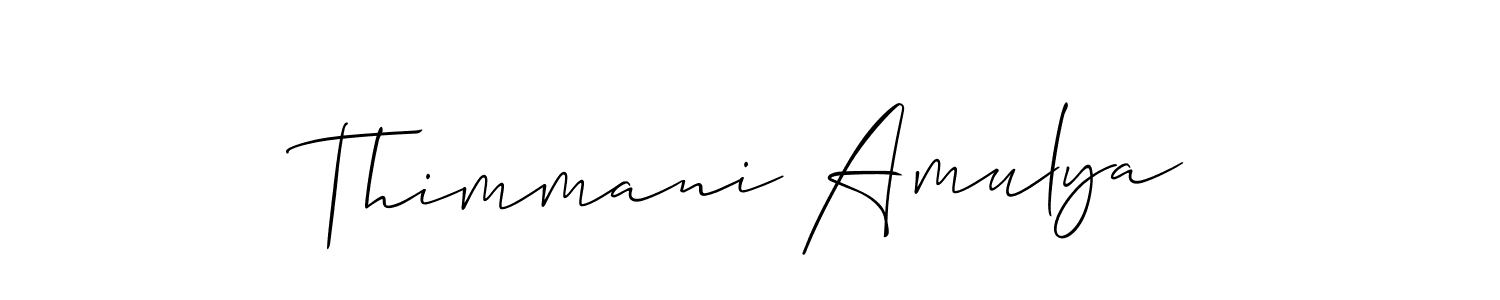 Make a beautiful signature design for name Thimmani Amulya. With this signature (Allison_Script) style, you can create a handwritten signature for free. Thimmani Amulya signature style 2 images and pictures png