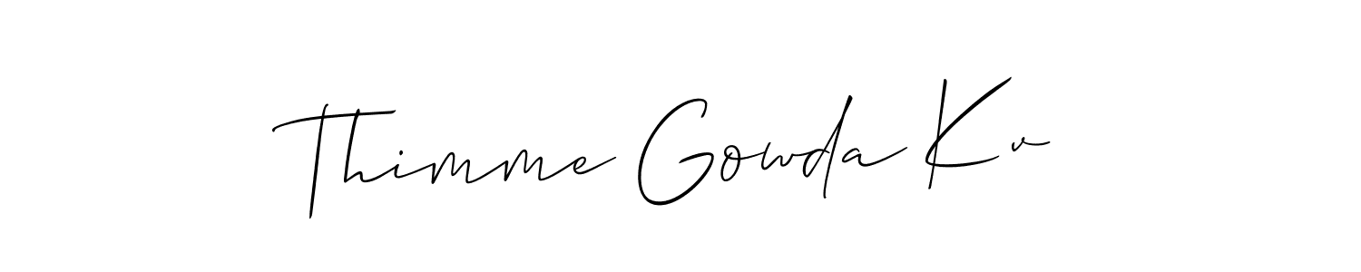 How to Draw Thimme Gowda Kv signature style? Allison_Script is a latest design signature styles for name Thimme Gowda Kv. Thimme Gowda Kv signature style 2 images and pictures png