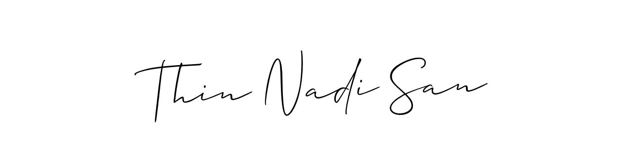 Similarly Allison_Script is the best handwritten signature design. Signature creator online .You can use it as an online autograph creator for name Thin Nadi San. Thin Nadi San signature style 2 images and pictures png