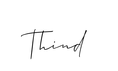 Design your own signature with our free online signature maker. With this signature software, you can create a handwritten (Allison_Script) signature for name Thind. Thind signature style 2 images and pictures png