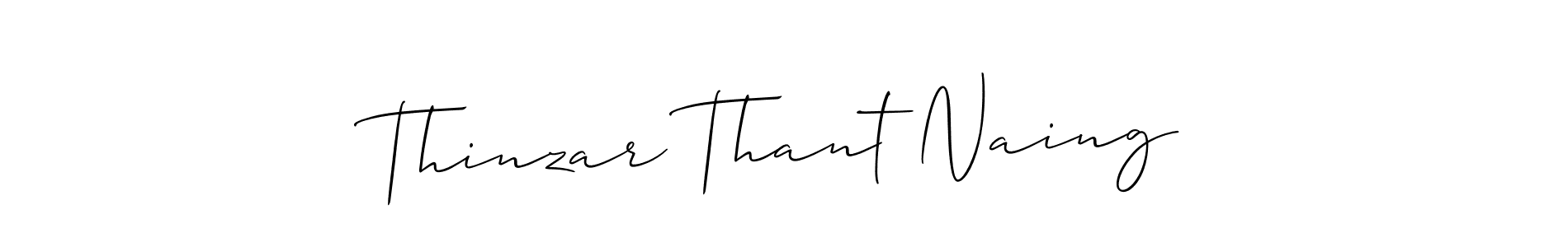 The best way (Allison_Script) to make a short signature is to pick only two or three words in your name. The name Thinzar Thant Naing include a total of six letters. For converting this name. Thinzar Thant Naing signature style 2 images and pictures png