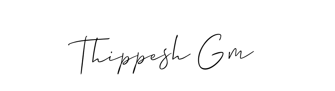 Use a signature maker to create a handwritten signature online. With this signature software, you can design (Allison_Script) your own signature for name Thippesh Gm. Thippesh Gm signature style 2 images and pictures png