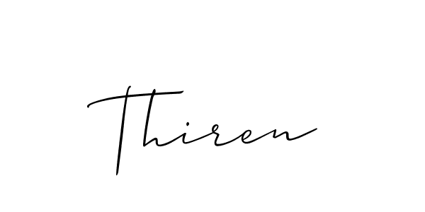 Use a signature maker to create a handwritten signature online. With this signature software, you can design (Allison_Script) your own signature for name Thiren. Thiren signature style 2 images and pictures png