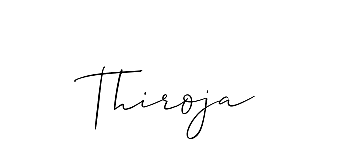 Use a signature maker to create a handwritten signature online. With this signature software, you can design (Allison_Script) your own signature for name Thiroja. Thiroja signature style 2 images and pictures png