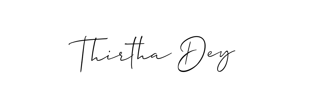 Allison_Script is a professional signature style that is perfect for those who want to add a touch of class to their signature. It is also a great choice for those who want to make their signature more unique. Get Thirtha Dey name to fancy signature for free. Thirtha Dey signature style 2 images and pictures png