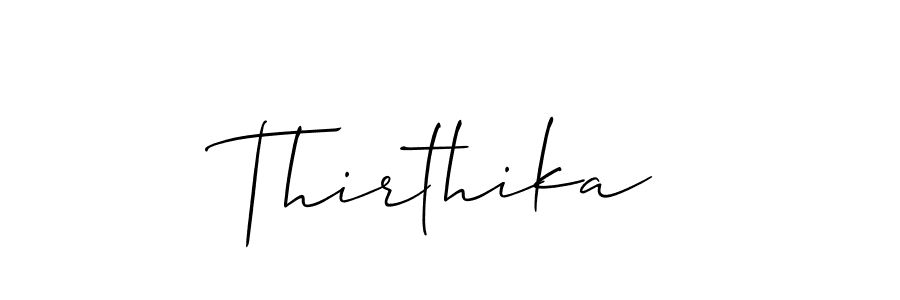 Create a beautiful signature design for name Thirthika. With this signature (Allison_Script) fonts, you can make a handwritten signature for free. Thirthika signature style 2 images and pictures png