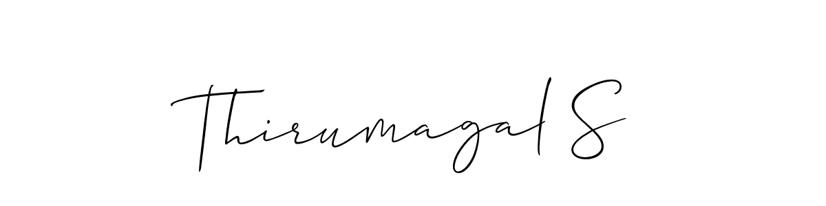 You should practise on your own different ways (Allison_Script) to write your name (Thirumagal S) in signature. don't let someone else do it for you. Thirumagal S signature style 2 images and pictures png