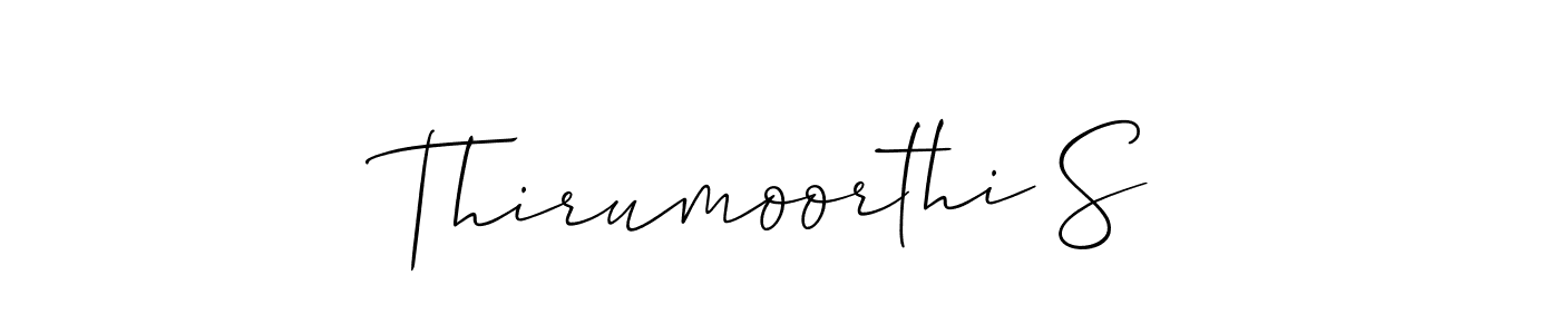 if you are searching for the best signature style for your name Thirumoorthi S. so please give up your signature search. here we have designed multiple signature styles  using Allison_Script. Thirumoorthi S signature style 2 images and pictures png