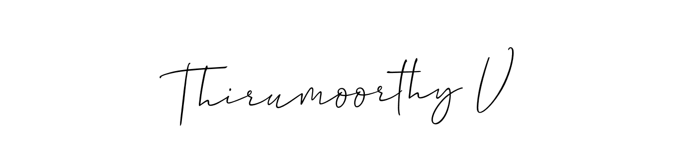 Also You can easily find your signature by using the search form. We will create Thirumoorthy V name handwritten signature images for you free of cost using Allison_Script sign style. Thirumoorthy V signature style 2 images and pictures png