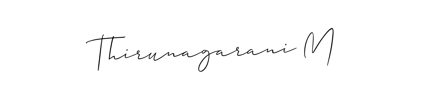 Design your own signature with our free online signature maker. With this signature software, you can create a handwritten (Allison_Script) signature for name Thirunagarani M. Thirunagarani M signature style 2 images and pictures png