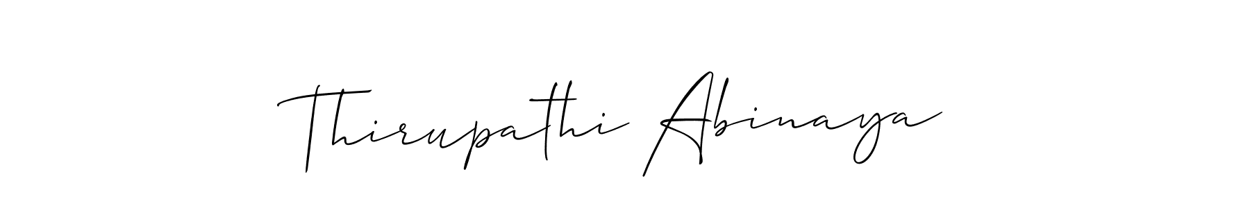 Create a beautiful signature design for name Thirupathi Abinaya. With this signature (Allison_Script) fonts, you can make a handwritten signature for free. Thirupathi Abinaya signature style 2 images and pictures png