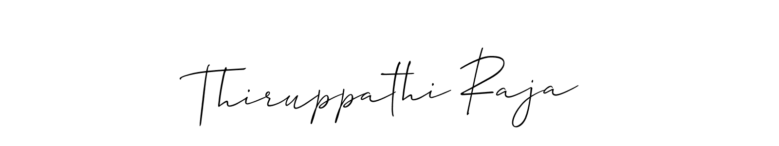 The best way (Allison_Script) to make a short signature is to pick only two or three words in your name. The name Thiruppathi Raja include a total of six letters. For converting this name. Thiruppathi Raja signature style 2 images and pictures png