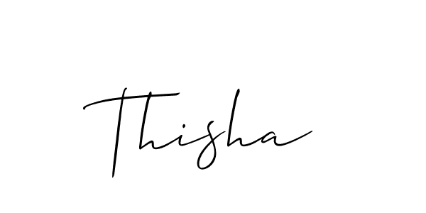 Use a signature maker to create a handwritten signature online. With this signature software, you can design (Allison_Script) your own signature for name Thisha. Thisha signature style 2 images and pictures png