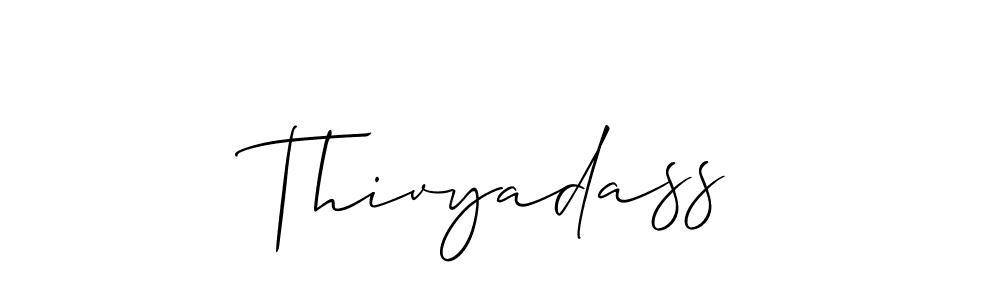 The best way (Allison_Script) to make a short signature is to pick only two or three words in your name. The name Thivyadass include a total of six letters. For converting this name. Thivyadass signature style 2 images and pictures png