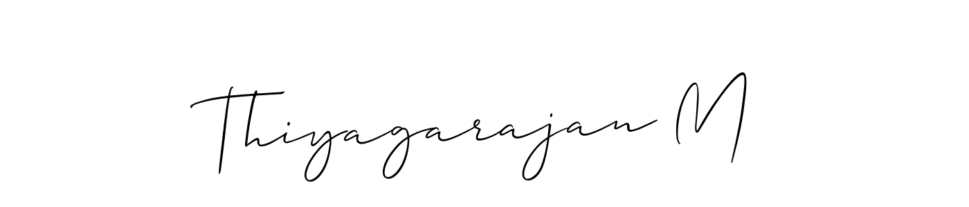 Also You can easily find your signature by using the search form. We will create Thiyagarajan M name handwritten signature images for you free of cost using Allison_Script sign style. Thiyagarajan M signature style 2 images and pictures png