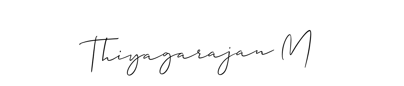 Also we have Thiyagarajan M name is the best signature style. Create professional handwritten signature collection using Allison_Script autograph style. Thiyagarajan M signature style 2 images and pictures png