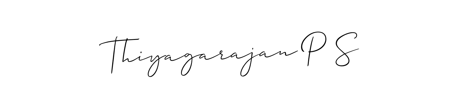 if you are searching for the best signature style for your name Thiyagarajan P S. so please give up your signature search. here we have designed multiple signature styles  using Allison_Script. Thiyagarajan P S signature style 2 images and pictures png