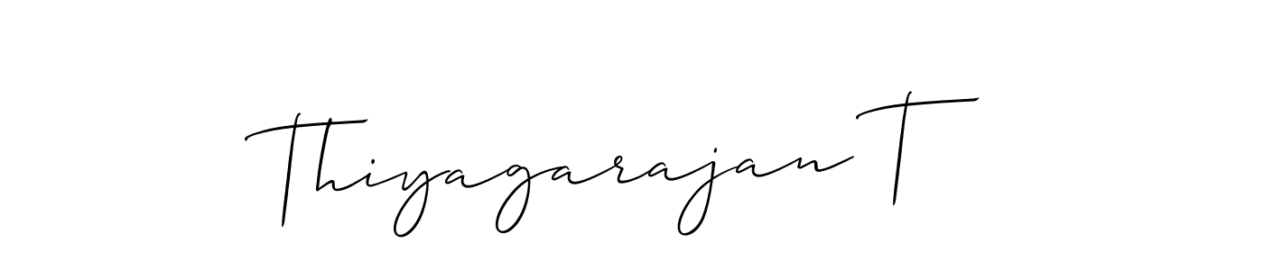 It looks lik you need a new signature style for name Thiyagarajan T. Design unique handwritten (Allison_Script) signature with our free signature maker in just a few clicks. Thiyagarajan T signature style 2 images and pictures png