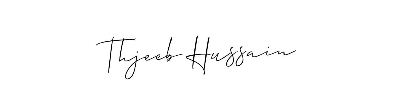 Make a short Thjeeb Hussain signature style. Manage your documents anywhere anytime using Allison_Script. Create and add eSignatures, submit forms, share and send files easily. Thjeeb Hussain signature style 2 images and pictures png