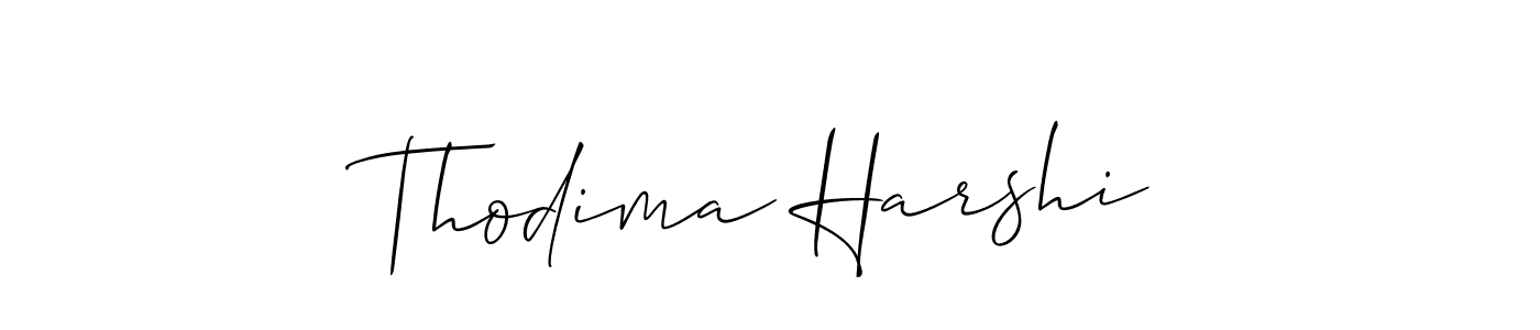 Design your own signature with our free online signature maker. With this signature software, you can create a handwritten (Allison_Script) signature for name Thodima Harshi. Thodima Harshi signature style 2 images and pictures png