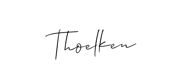 Make a short Thoelken signature style. Manage your documents anywhere anytime using Allison_Script. Create and add eSignatures, submit forms, share and send files easily. Thoelken signature style 2 images and pictures png