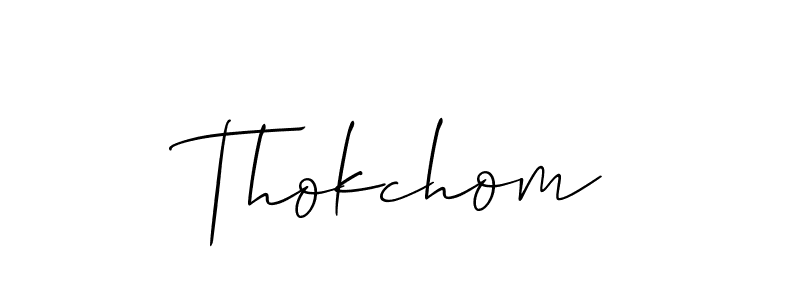 Allison_Script is a professional signature style that is perfect for those who want to add a touch of class to their signature. It is also a great choice for those who want to make their signature more unique. Get Thokchom name to fancy signature for free. Thokchom signature style 2 images and pictures png