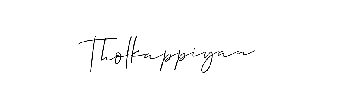 How to Draw Tholkappiyan signature style? Allison_Script is a latest design signature styles for name Tholkappiyan. Tholkappiyan signature style 2 images and pictures png