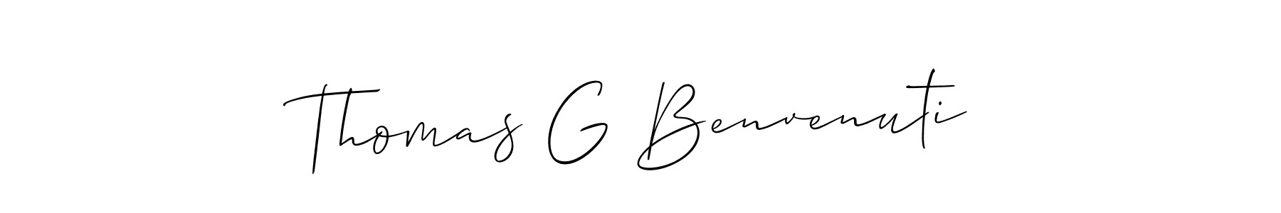 How to make Thomas G Benvenuti name signature. Use Allison_Script style for creating short signs online. This is the latest handwritten sign. Thomas G Benvenuti signature style 2 images and pictures png