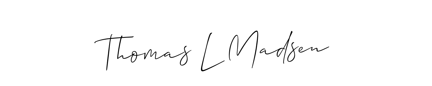 Make a short Thomas L Madsen signature style. Manage your documents anywhere anytime using Allison_Script. Create and add eSignatures, submit forms, share and send files easily. Thomas L Madsen signature style 2 images and pictures png