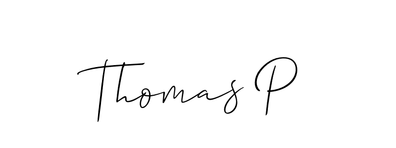 Thomas P stylish signature style. Best Handwritten Sign (Allison_Script) for my name. Handwritten Signature Collection Ideas for my name Thomas P. Thomas P signature style 2 images and pictures png