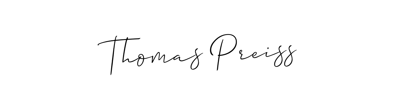 How to make Thomas Preiss name signature. Use Allison_Script style for creating short signs online. This is the latest handwritten sign. Thomas Preiss signature style 2 images and pictures png