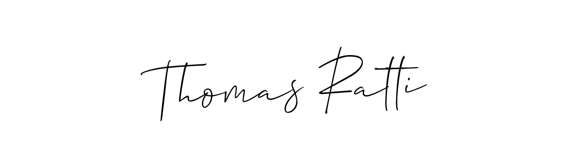 How to make Thomas Ratti name signature. Use Allison_Script style for creating short signs online. This is the latest handwritten sign. Thomas Ratti signature style 2 images and pictures png