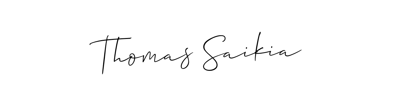 Make a short Thomas Saikia signature style. Manage your documents anywhere anytime using Allison_Script. Create and add eSignatures, submit forms, share and send files easily. Thomas Saikia signature style 2 images and pictures png