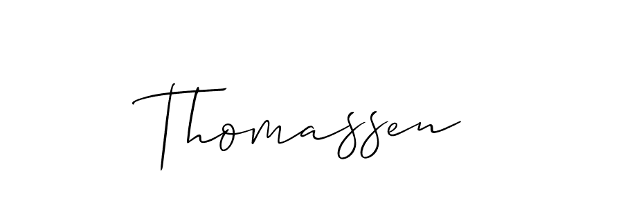 Make a beautiful signature design for name Thomassen. With this signature (Allison_Script) style, you can create a handwritten signature for free. Thomassen signature style 2 images and pictures png