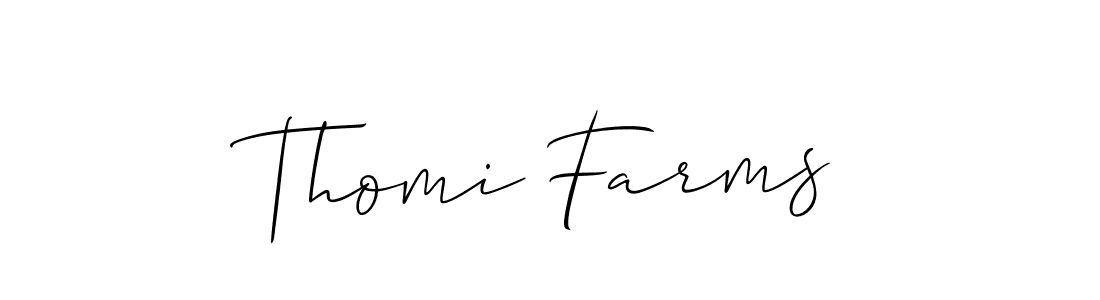 The best way (Allison_Script) to make a short signature is to pick only two or three words in your name. The name Thomi Farms include a total of six letters. For converting this name. Thomi Farms signature style 2 images and pictures png