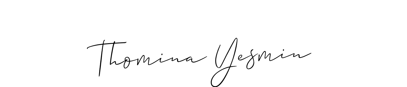 How to make Thomina Yesmin name signature. Use Allison_Script style for creating short signs online. This is the latest handwritten sign. Thomina Yesmin signature style 2 images and pictures png