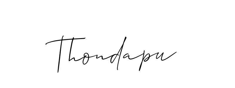 Make a short Thondapu signature style. Manage your documents anywhere anytime using Allison_Script. Create and add eSignatures, submit forms, share and send files easily. Thondapu signature style 2 images and pictures png