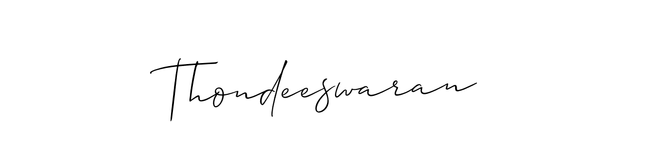 How to make Thondeeswaran signature? Allison_Script is a professional autograph style. Create handwritten signature for Thondeeswaran name. Thondeeswaran signature style 2 images and pictures png