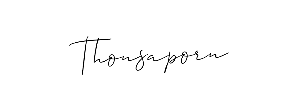Allison_Script is a professional signature style that is perfect for those who want to add a touch of class to their signature. It is also a great choice for those who want to make their signature more unique. Get Thonsaporn name to fancy signature for free. Thonsaporn signature style 2 images and pictures png