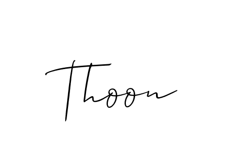 Use a signature maker to create a handwritten signature online. With this signature software, you can design (Allison_Script) your own signature for name Thoon. Thoon signature style 2 images and pictures png